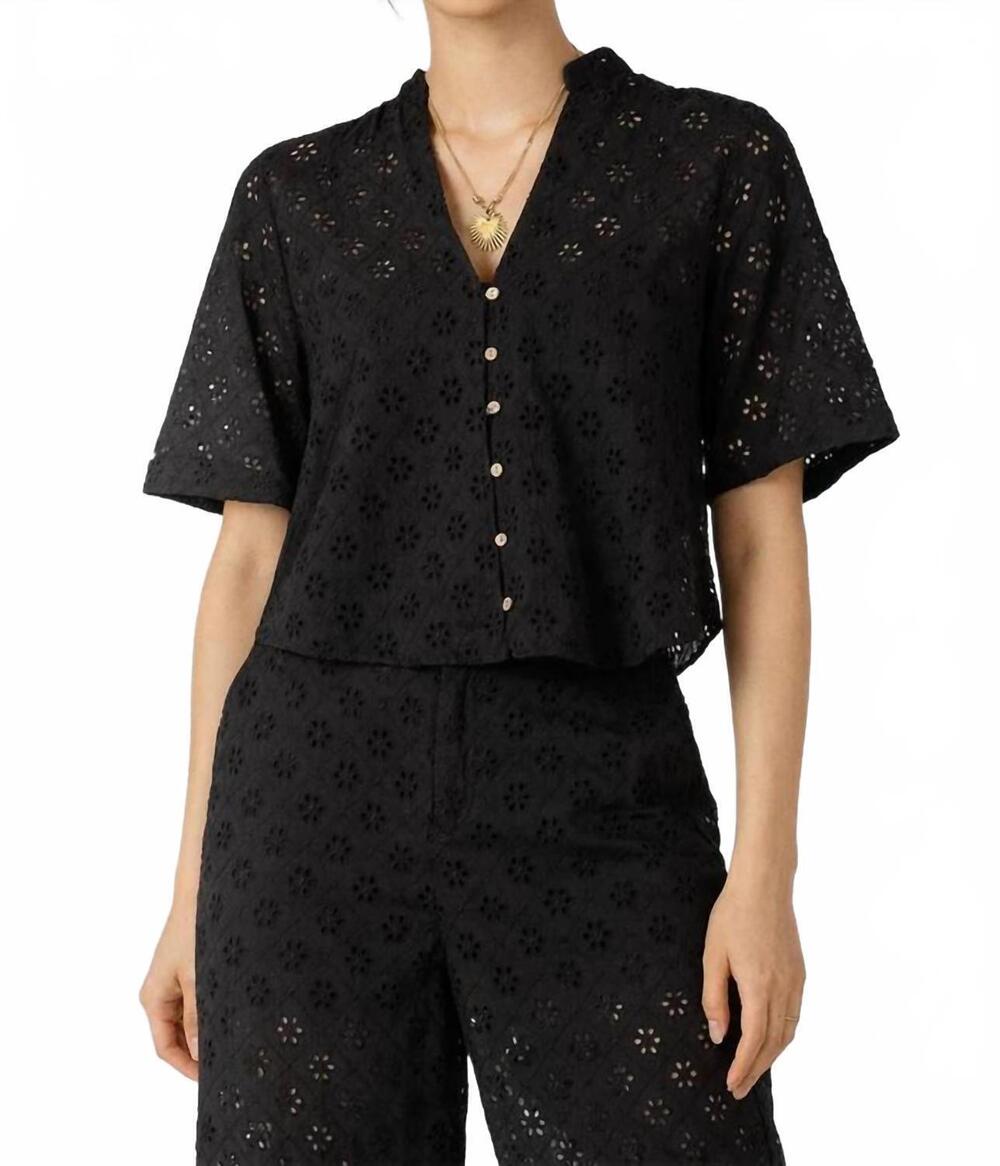NEW DEX cutwork embroidery blouse in black